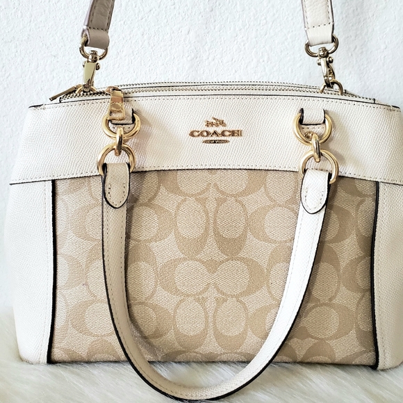 Coach Handbags - Coach Beige Leather Signature Purse Bag satchel Crossbody